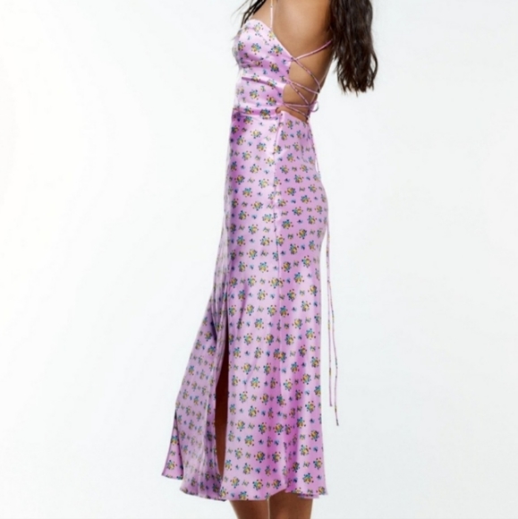 NWT Zara Floral Purple Corset Dress, Size M - Picture 8 of 14